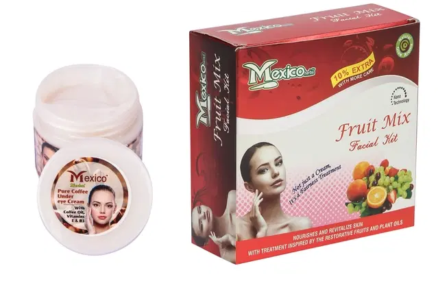 Maxico Herbs Fruit Mix Facial Kit with Coffee Under Eye Cream, Pack of 2