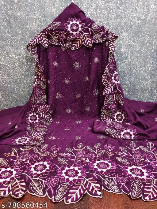 Embroidered Floral Patiala Suits for Women (6.45 meter (XL)