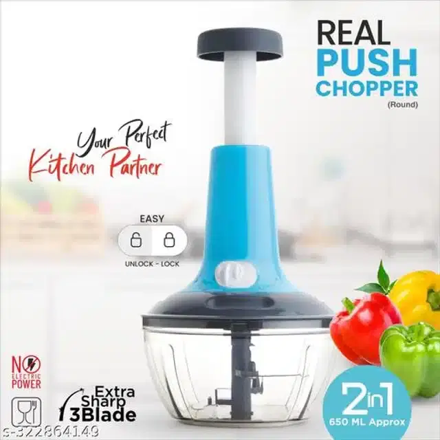 Plastic Manual Chopper, Multicolor, 650 ml