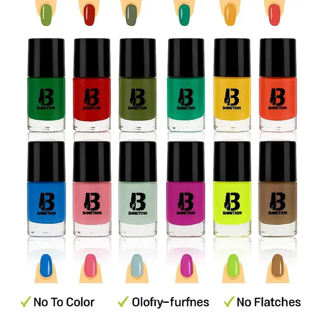 Banetion High Gloss And Long Stay Nail Paint (Pack Of 12)
