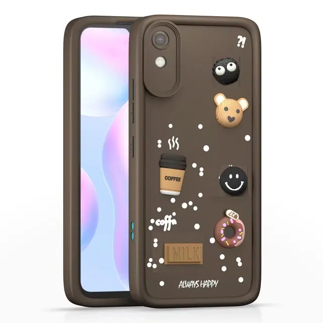 Rubber Mobile Back Cover for Mi Redmi 9i (Brown)