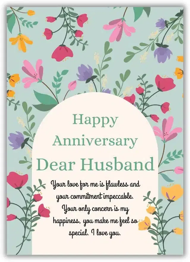 Printed Anniversary Greeting Card for Husband, Multicolor