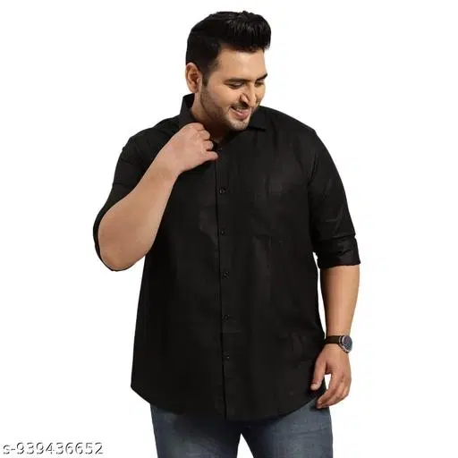 Solid Shirt for Men (Black, M)