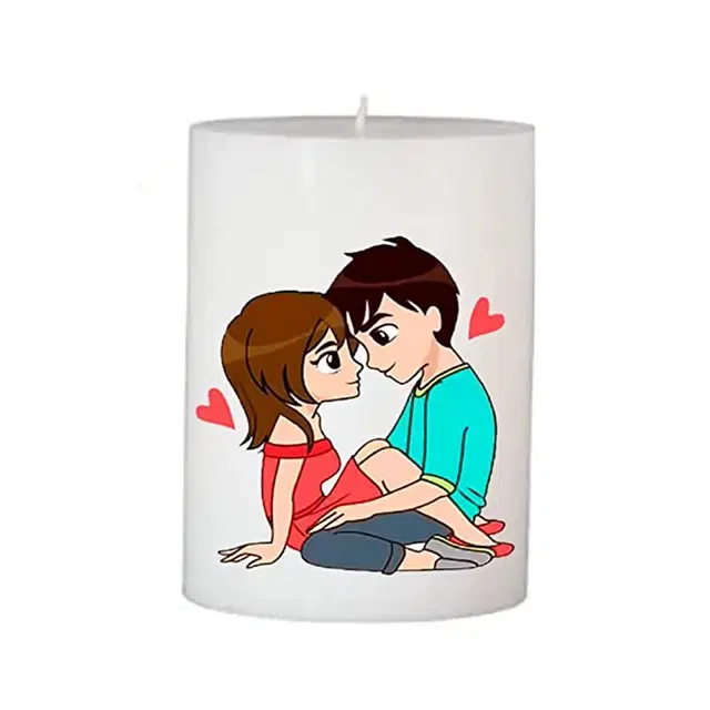 Floish Decor Premium Printed Valentines Day Pillar Candle