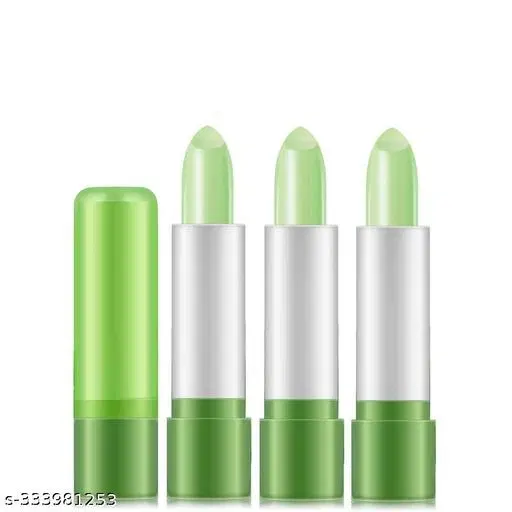 Color Change Lipstick Lip Blam, Long Lasting Magic Temperature Nutritious Lips Makeup Aloe Vera Lip Gloss Set Aloe Vera Lipstick, Matte Finish (Pack of 4)