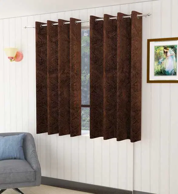 Homefab Velvet Curtains, Brown, 5 Feet, HF-229