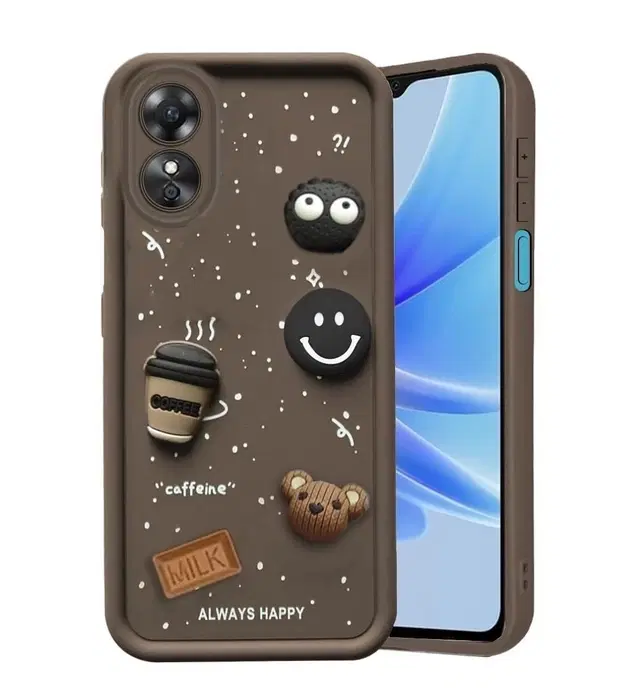 Silicone Mobile Back Cover for Oppo A17, Brown