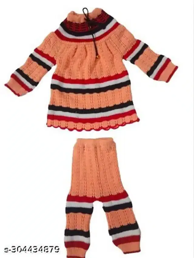 Woolen Sweater & Pant for Girls (Multicolor, 3-6 Months)
