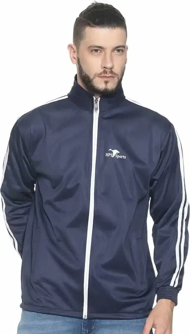 HPS Sports Full Sleeve Solid mens Jacket (Dark Blue, XL) (HP0304)