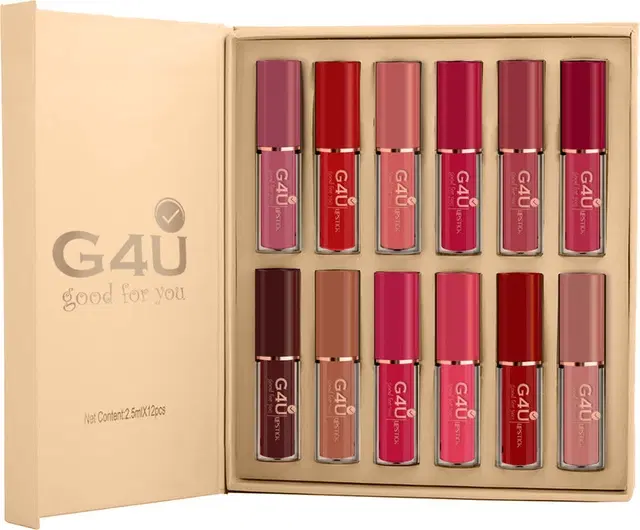 G4U Elegant Matte Lipstick With Intense Pigment & Smooth Finish  (Pink, Light Nude, Red, Nude, Brown, Maroon, 30 ml) (Pack Of 12)