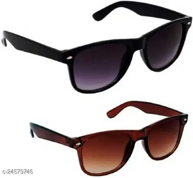 Sunglasses For Men, Pack of 2 (Black & Brown)