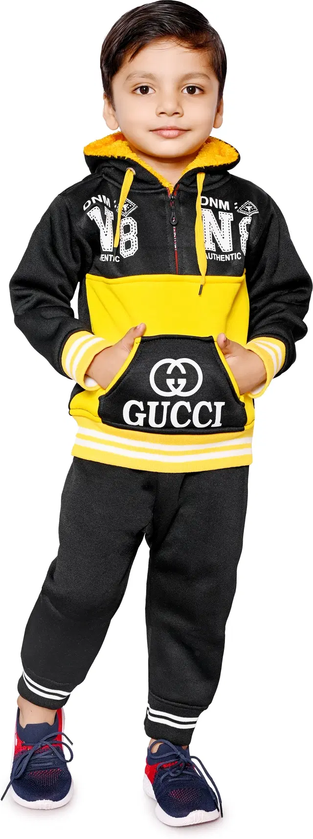 Polyester Woven Design Clothing Set for Kids (Black & Yellow, 16)