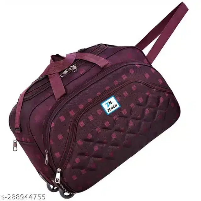 Polyester Strolley Duffel Bag, Purple, 40 L