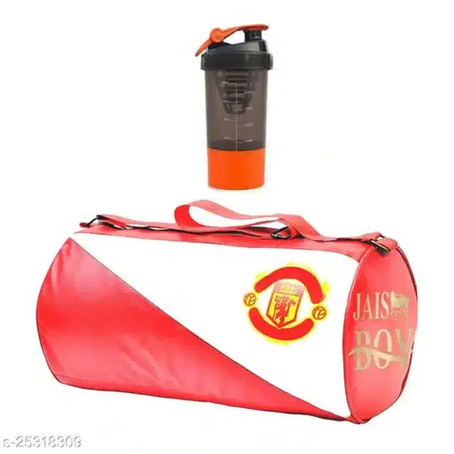 Combo of Gym Bag with Shaker Bottle, 500 ml, Multicolor, Set of 2
