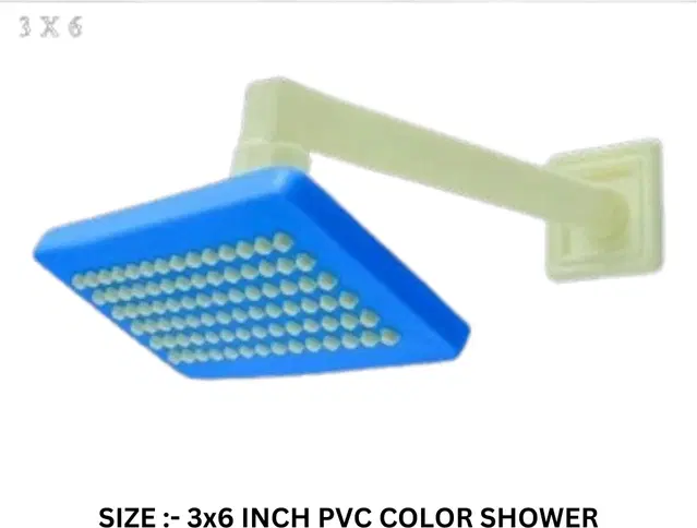 Plastic Shower Head, 3x6 inches with Arm Complete Shower Set, Multicolor, Set of 1