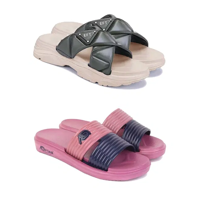 Combo of Sliders for Women, Set of 2 (Multicolor, 7)