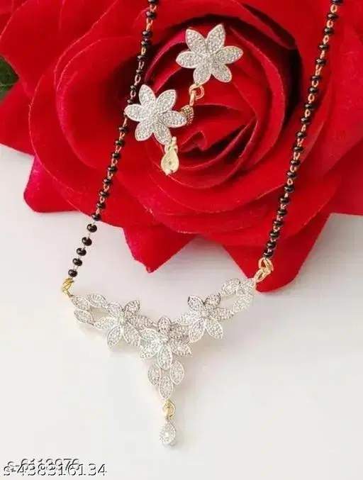 White Mangalsutra Set for Women (18 inch, Free Size)