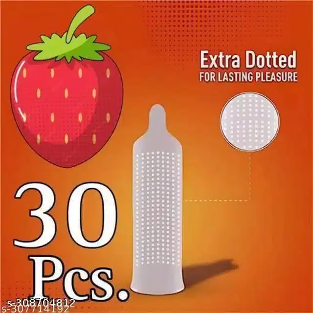 Xebok Strawberry Flavoured Dotted Condoms, Pack of 30