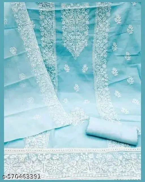 Embroidered Floral Patiala Suits for Women (Blue, 6.05 meter (M)
