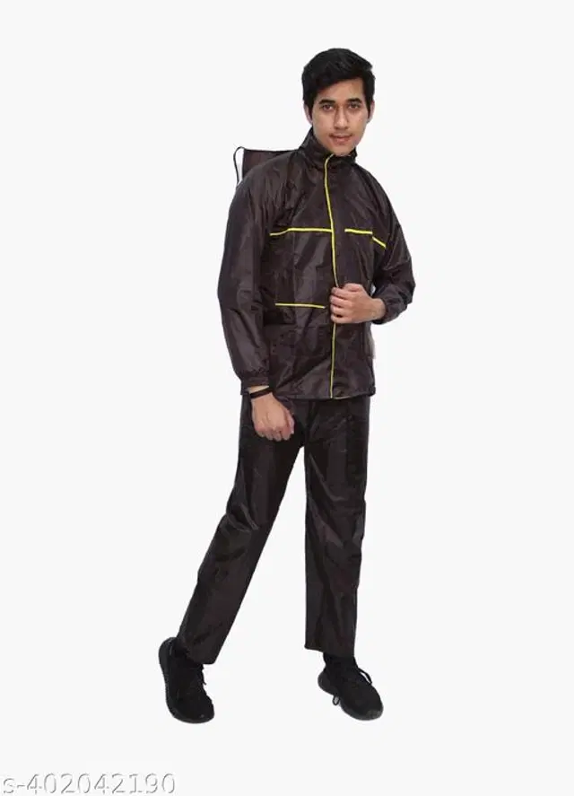 Polyester Rain Coat for Men, Black, XXL