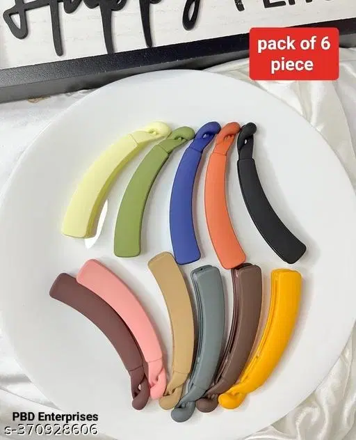 Plastic Hair Clips for Women, Pack of 6 (Multicolor)