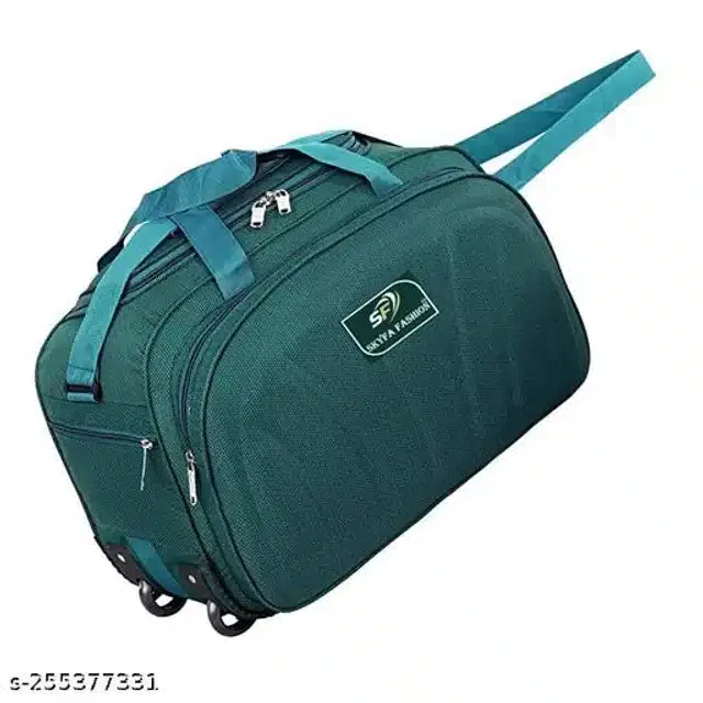 Nylon Strolley Duffel Bag, Teal, 60 L