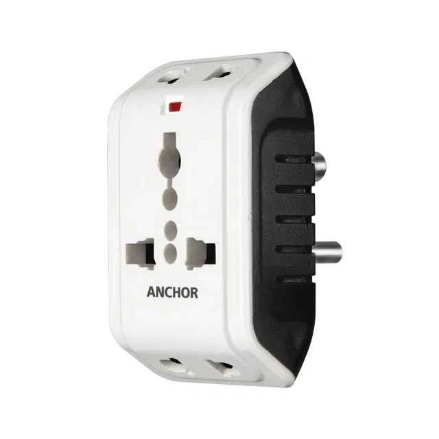 Anchor 6a 3 Pin Multi Plug Socket Travel Adapter With Universal Socket, 3 Pin Multi Plug Extension Socket (White Pack Of 1)