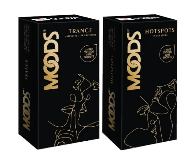 Mood Trance Amplified Sensations Condoms, 10 Pcs with Mood Hot Spots 5X Pleasure Condoms, 10 Pcs, Set of 2