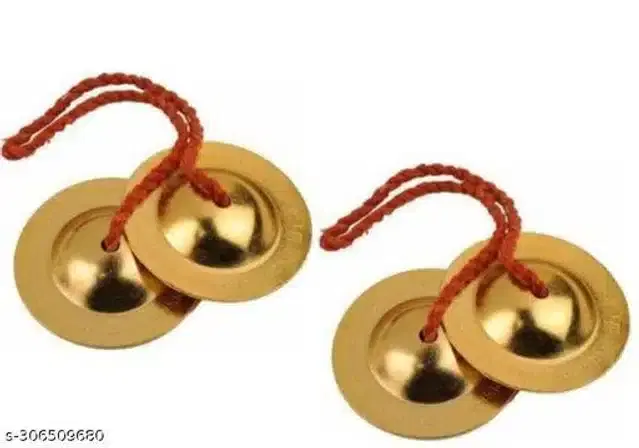 Iron Manjira, Golden, Set of 2