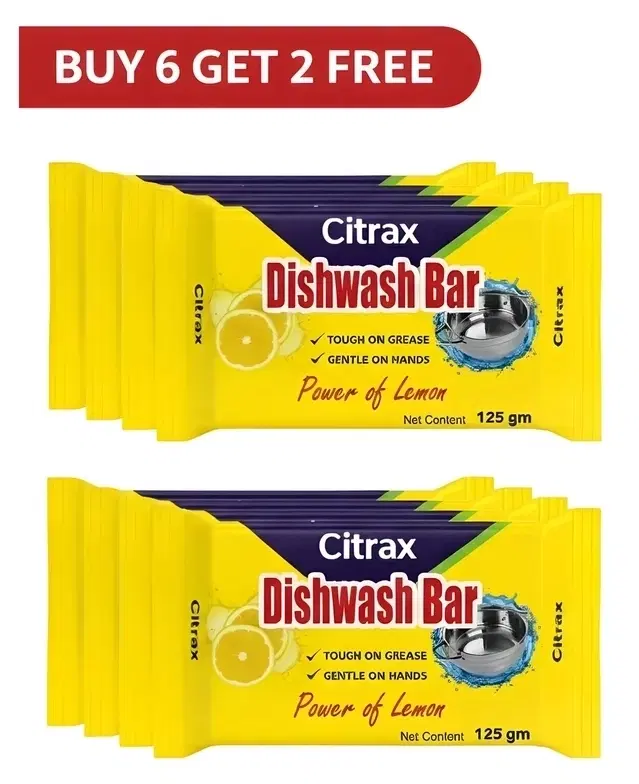 Citrax Dishwash Bar 8X125 g (Buy 6 Get 2 Free)