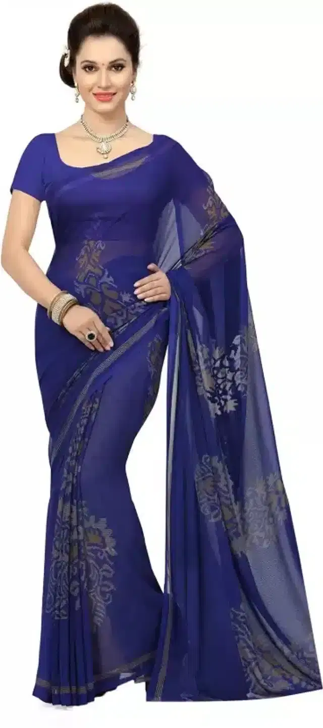 Saree with Unstitched Blouse for Women (Purple)