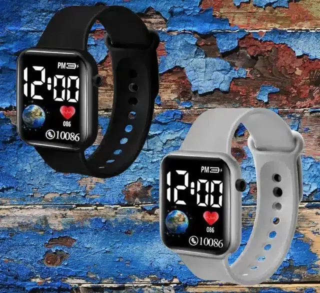 Digital Watch for Men & Women, Pack of 2 (Multicolor)