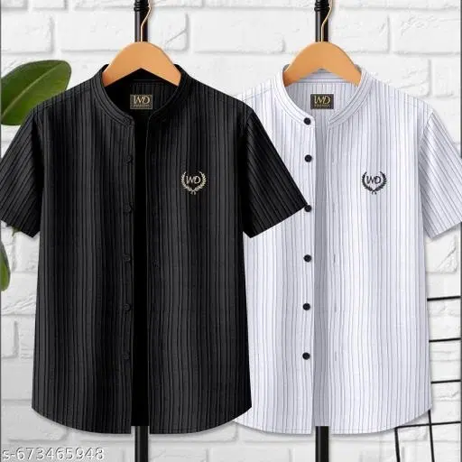 Printed Cotton Blend Mandarin Neck T-Shirt for Boys (White, 9-10 Years)