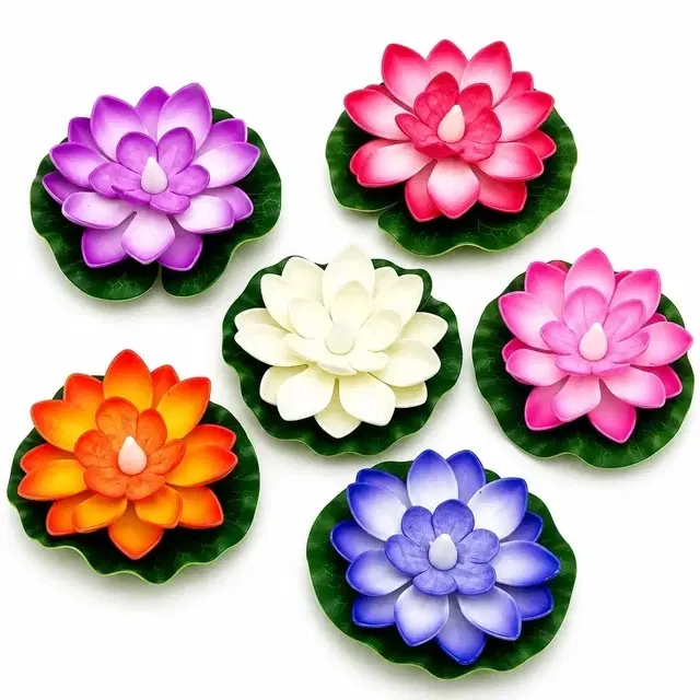 Waterproof Floating Lotus Flower LED Diya Lights [Pack of 6]
