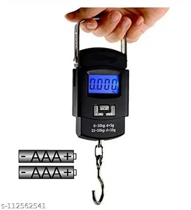 Electronic Portable Fishing Hook Digital Luggage Weighing Scale, Black