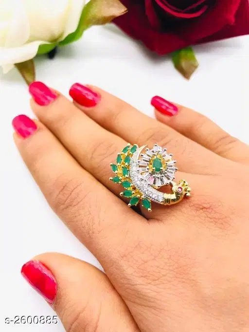 Fashionable Ring for Women (Green, Free Size)
