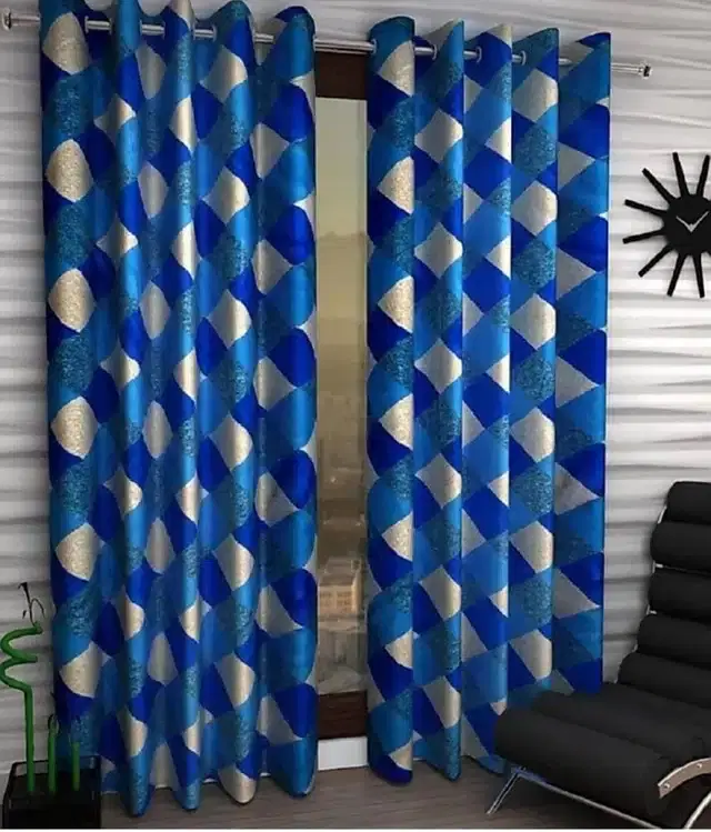 Door Curtains, Pack of 2, Blue, 7 feet