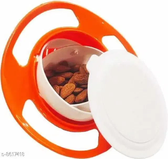Plastic Spill Proof Food Bowl for Baby, White & Orange