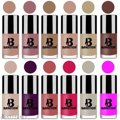Banetion Matte Nail Polish, Multicolor, Pack of 12
