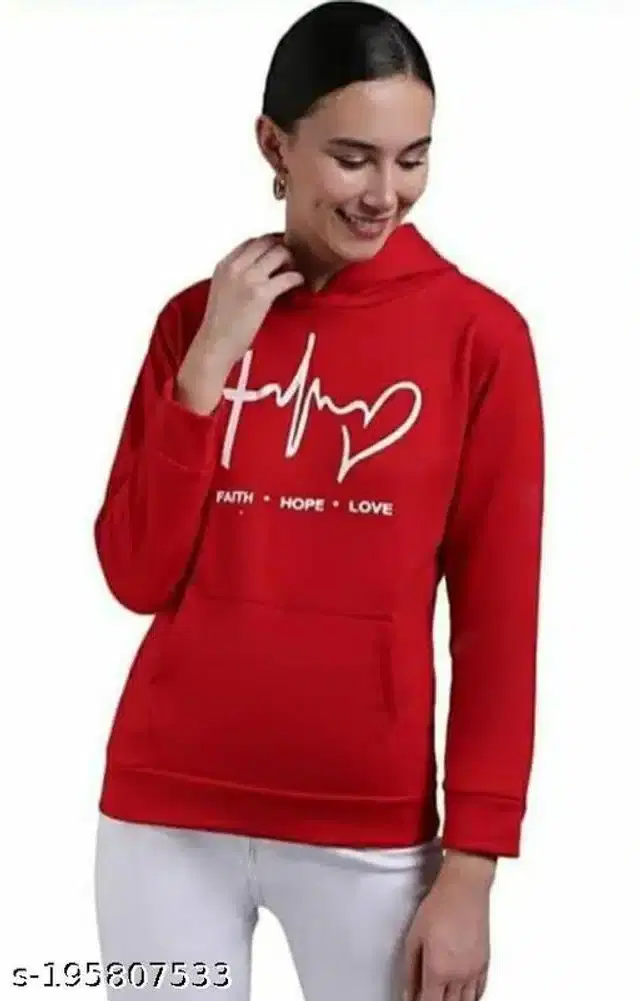 Cotton Blend Hoodie for Women (Red, S)