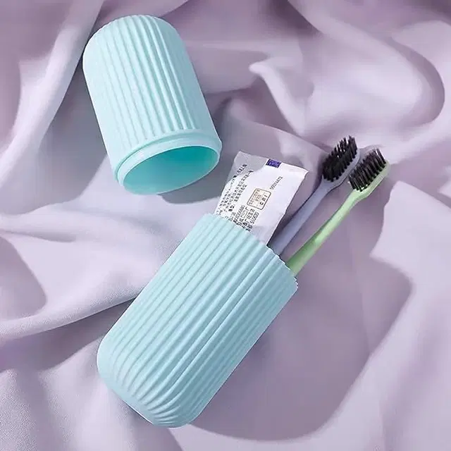 Plastic Capsule Shaped Toothbrush Case, Multicolor