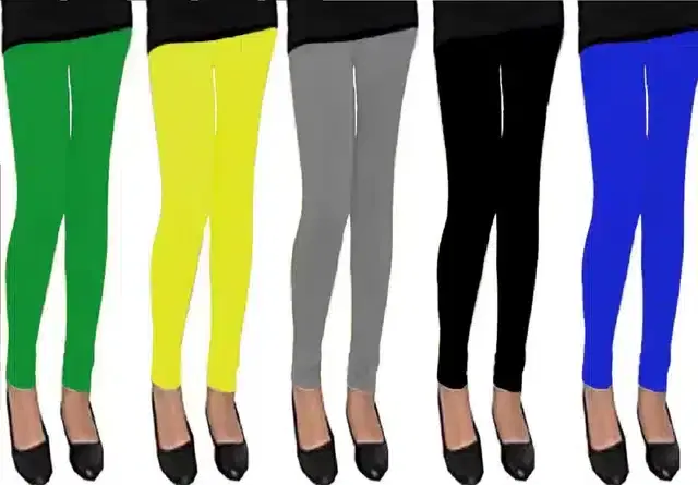 Solid Leggings Combo for Girls, Pack of 5 (Multicolor, 2-3 Years)