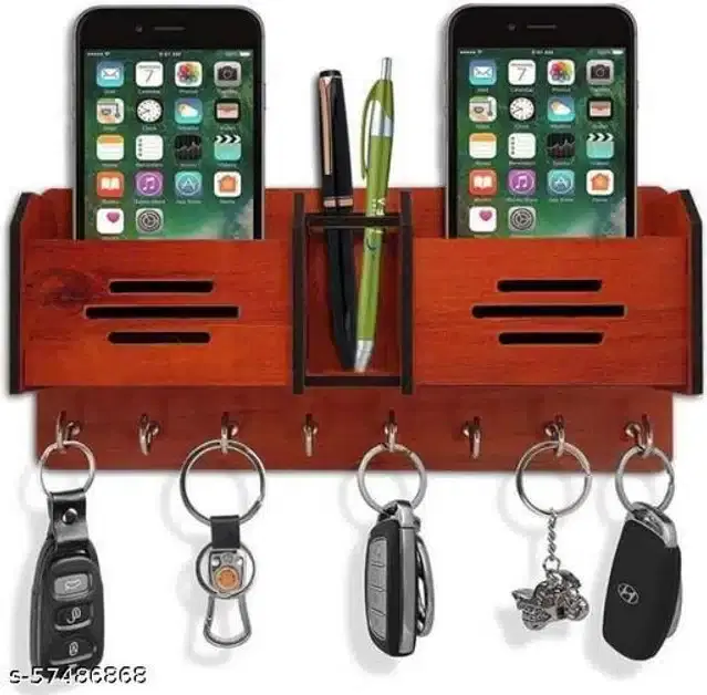 Wooden Key & Mobile Holder, Brown