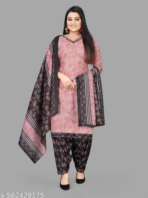 Printed Salwar Suit & Dupatta Sets for Women (Black, XL)