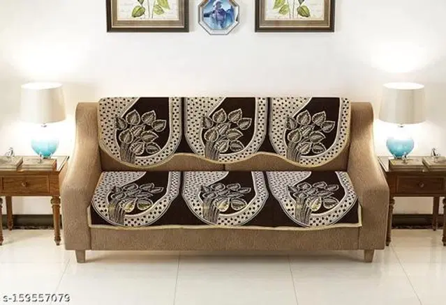 Polycotton 3 Seater Sofa Covers, Brown, Set of 1