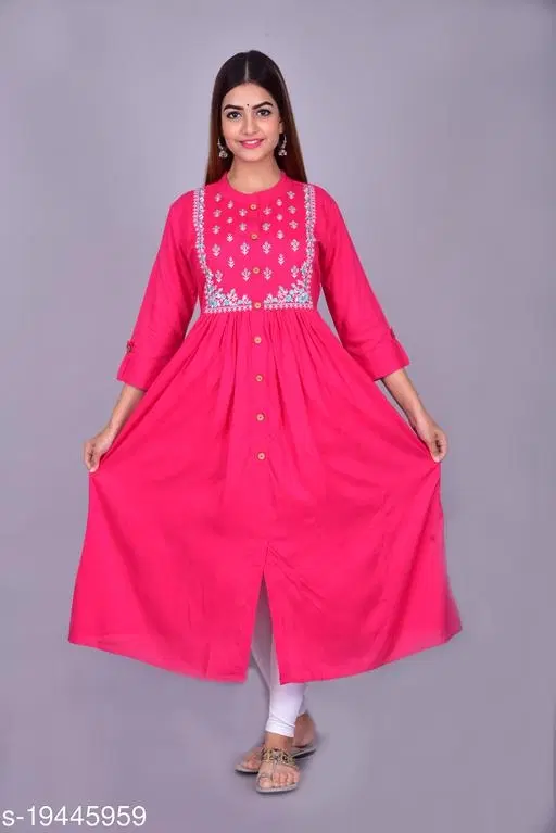 Cotton Kurti For Women, Pink (S)