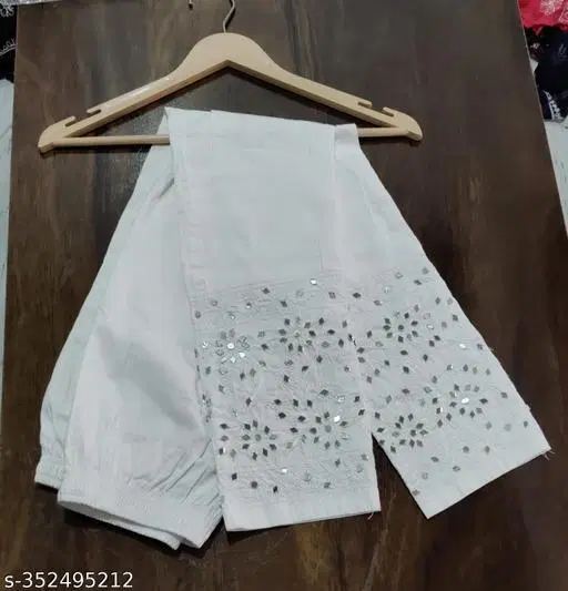 Cotton Solid Pant for Women, White (38)