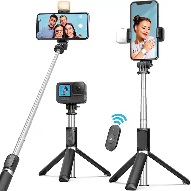 3 in 1 Extendable Bluetooth Selfie Stick, Black