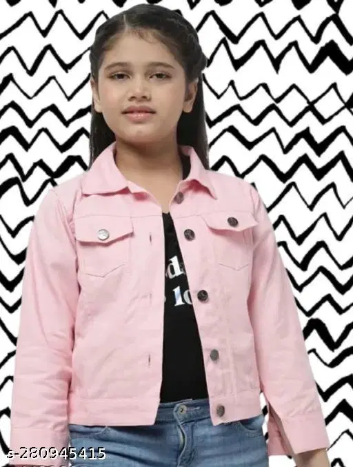 Denim Jacket for Girls (Pink, 5-6 Years)