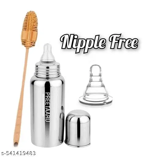 Baby Steel Feeding Bottle , Bottle Nipple Free With Bottle Cleaning Brush